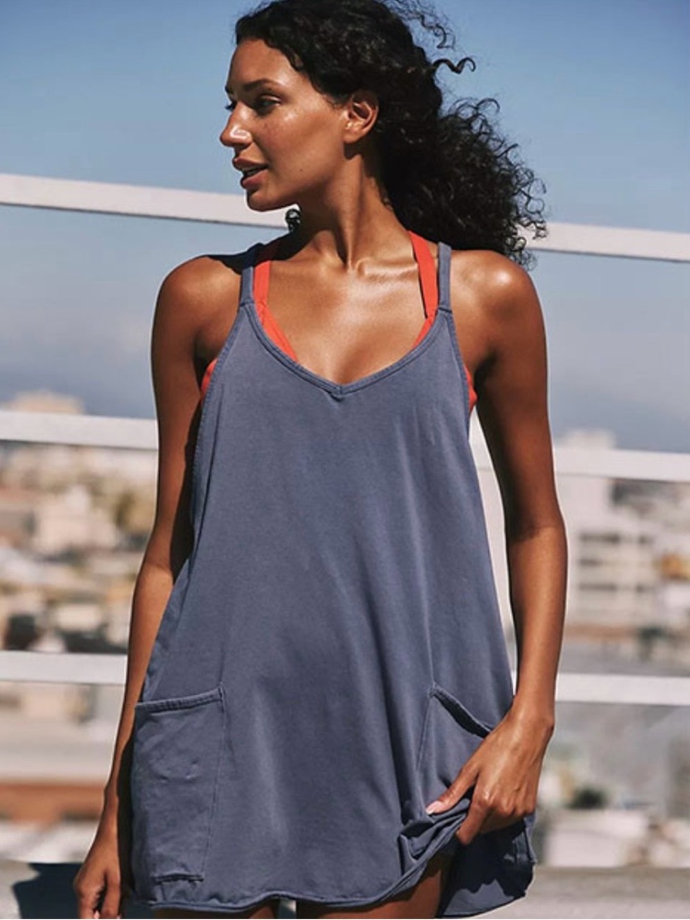 Free People Movement Mini Dress in Indigo Blue Size S